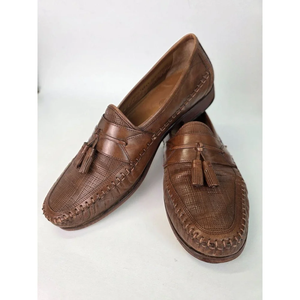 Florsheim Men's Dress Shoes‎ Size 10.5 Brown Tan Leather Tassel Slip On Loafers